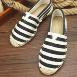 Summer Linen Men Canvas Shoes Breathable Old Beijing Cloth Shoes Slip-On Hemp Shoes Graffiti Espadrilles Women Footwear