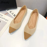 JIU MOUNTAIN 2021 Women's Shoes Autumn Single Shoes Fashion Knitted Pointed Shoes Flat Bottom Comfortable Plus Size