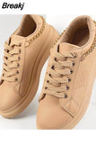 Women's Shoes Casual Female Sneakers Autumn Metal Chain Modis Flats Round Toe Fall Small Buckle New 2023 Dress Big Size