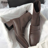high heel temperament thin boots literary retro Korean version of the hosiery boot
