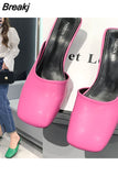 Outside Green Summer 2023 Mules Women's Slippers and Ladies Sandals with Heel Slides Leather New Fashion Unique Y Casual