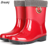 Boots Women Short Tube Rain Shoes Adult Water Boots Anti-skid Water Shoes Jelly Rubber Shoes Rain Boots