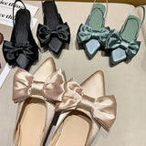 Summer Women Baotou Sandals Fashion Bow-knot Low Heels Pumps Female Silk Sexy Pointed Sandalias De Mujer Women's