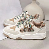 Shoes Women's Sneakers New Muffin Thick Bottom Khaki Black White Color Matching Fashion Women's Shoes Casual Sports
