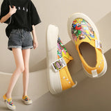 Women Platform Vulcanized Shoes 2023 New Woman Thick Sole Canvas Loafers Fashion Graffiti Sneakers Outdoor Flats Sports