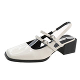 Breakj Jane Sandals Summer 2024 New Vintage Square Heels With Empty Single