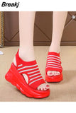 Straps Espadrilles Platform Clogs Wedge Female Shoe 2023 Women's Open Toe Increasing Height High Heels Muffins shoe
