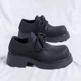 Breakj Derby Shoes Men's Black Big Head Lovers Casual Leather Shoes Men's Thick Sole Versatile Shoes