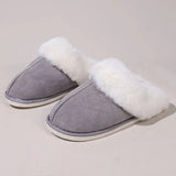 2023 Winter Fur Slippers Women Faux Suede Fluffy Furry Home Slides Woman Comfort Non Slip Indoor Floor Cotton Shoes