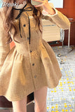 Autumn Elegant Y2k Mini Dress Women Casual Vintage Short Party Dress Female Long Sleeve One Piece Dress Korean