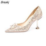 Women Shoes High Heels 2023 New Women Pumps Sequins High Heels Women Shoes Sexy Ladies Wedding Party Bow Tie Stiletto
