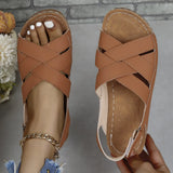 Breakj Slope Heel Velcro Fish Mouth Roman Sandal Plus Size Wedge Platform Al
