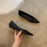 Women Low Heel Pumps Spring Autumn Pointed Shallow Mouth Soft Sole Single Shoe Ladies Work Shoes Female Solid Casual Heels
