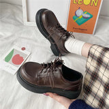 platform loafers Women Oxford Shoes Flat on Platform Casual Shoes Lace Up Leather Shoes Sewing Round Toe zapatos