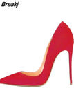 Women Pumps for Wedding Shoes Pointed Toe Sexy High Heels Shoes 12 cm 10 cm Stilettos Red Black plus size 33-45 RM001