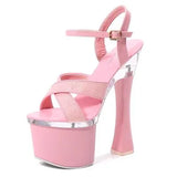 Female Steel Pipe Dance Shoes Sandals Women Glitter Fashion Sexy High Heels 17.5CM Platform Party Wedding Summer Women