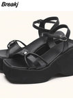 High Heels Women Sandals Summer Hot Fashion Ankle Buckle Single Shoes Korean Style Simply Retro Muffin Bottom