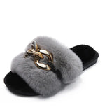 For Women Casual Outdoor Slippers Plush Shoes Fashion Flat-bottomed Rhinestone Plush Slippers Women Size 43 Flat