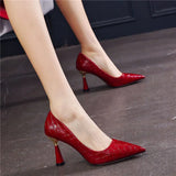 for Women 2023 High Heels Ladies Summer Footwear Pointed Toe Red Pumps Evening on Heeled Casual Social Free Shipping