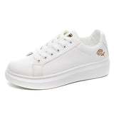 Spring Autumn Fashion Women Running Shoes White Breathable Embroidered Flower Lace-Up Casual Sneakers Zapatos De