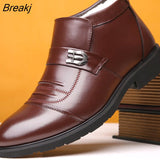 Genuine Leather Winter Boots Men Winter Shoes Cowhide Leather Warm Shoes Plush Black Chelsea Boots Man Ankle