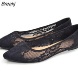Women Flat Shoes Autum Summer Ladies Loafers Soft Comfortable Breathable Black Pointed Toe Vintage Casual Shoes