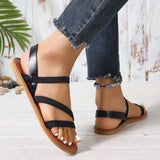 Women's Summer New Simple Solid Color Flat Bottom Anti Slip Women's Shoes Outdoor Leisure Comfortable Beach Dress