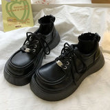 Pumps Platform Oxfords Shoes for Women 2024 Spring Lace Up Flats Woman Thick Bottom Patent Leather Gothic Loafers