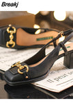 Womens Summer Footwear Transparent Shoes for Woman 2023 Chunky Heels Studded Green with Medium Block Heel Sandals Square Toe