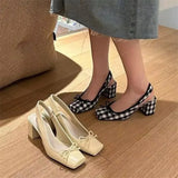 for Women Closed Ladies Shoes Square Heels Footwear Bow High Summer 2023 Pumps Heeled Red on Offer Daily F Vip Korea