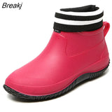 Boots Women's Rubber Anti-skid Colorful Unisex Ankle Boots Lightweight Slip on Shoes 2023 Fashion Water-proof Drop