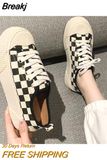 Print Cute Sneakers Black White Canvas Shoes 2023 New Platform Flat Lace Up Tennis Shoes Casual Versatile Zapatos De