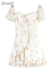Elegant Short Sleeve Dress Woman Casual 2023 Summer Sexy Party One Piece Dress Korean Fashion Beach Vintage Midi