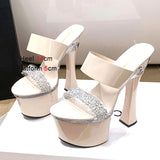 Rhinestone Fashion Women Shoes Summer Thick Platform Sandals Plus Size Europe And America Slippers Sexy Model High
