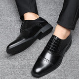 Men Dress Shoes Leather Fashion Derby Shoes Classic Casual Business Wedding Footwear Lace-up British Style Male Formal
