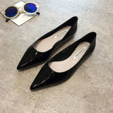 Women Pointed Toe Patent Leather Yellow Wine Red Lady Fashion Flats Candy Color Flat Sole Flat Heel Shoes Large Size 43