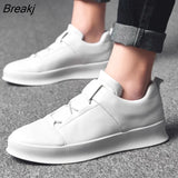 Men Leather Casual Shoes Slip on Loafers Shoes White Men's Platform Shoes Fashion Leisure Driving Shoes Soft