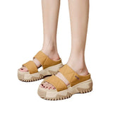 Leather Slippers Women New Indoor Outdoor Thick Sole Fashion Slippers Anti Slip Trend Flat Shoes Wear-resistant