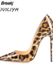 Print Sexy Women Pumps Shoes Women High Heels Pointed Toe Wedding Shoes 12cm Chaussure Femme QP023