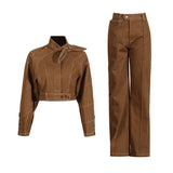 Vintage Make Old Wind Two Sets 2025 New With Short Jacket + Single-Ded Straight Trousers Women's
