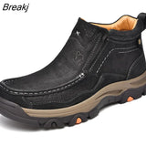 Men's Real Leather Ankle Boots Autumn Winter Mens Shoes Fashion Large Size Casual Boots Cowhide Men Genuine Leather