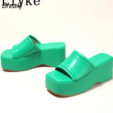 Punk Open Toe Platform High Heels Beach Slippers Female Summer Orange Green Wedges Shoes For Women Sandals Flip