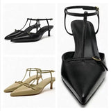 Heeled Shoes Slip On Lace-Up Work Dress Professional Sexy Pump Pointed Wedge 2023 Stiletto Slip-On Gold Black Office