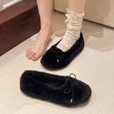 Breakj Fairy Hairy Shoes Women Wear 2024 Autumn And Winter New Korean Version Of Soft-Soled Cotton Shoes Flats Plus Velvet Bean