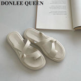 Wedge Slippers Female Slide Women Casual Flip Flops Brand Sandal 2023 Luxury Soft Flat Beach Shoes Green Sandalias