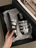 Slippers, Women Wear A Slip-on Summer 2024 New Baotou Black, Silver Woven Semi-drag Casual Sandals, Women's