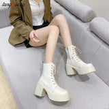 Autumn New Boots Women's Thick-heeled Thick-soled Inner Heightened Chelsea Short Boots Platform Shoes Combat Boots