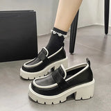 Women Spring Black Platform Mary Jane Shoes Women Heels Retro Lolita Shoes Ladies Designer Uniform Shoes Leather