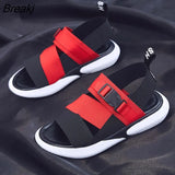 open toe sports sandals T-shaped buckle thick heel platform shoes 2020 women's summer flat casual shoes women's