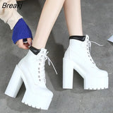 Boots for Women Quality Fashion Stage DJ Punk Goth Woman Shoes Chunky Chelsea High Heel Ankle Boots Autumn Thick
